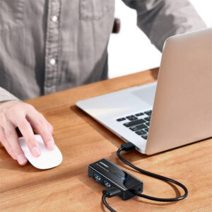 UGREEN USB Type-A Male to Ethernet Adapter with 3-Port USB Hub – Black image 2