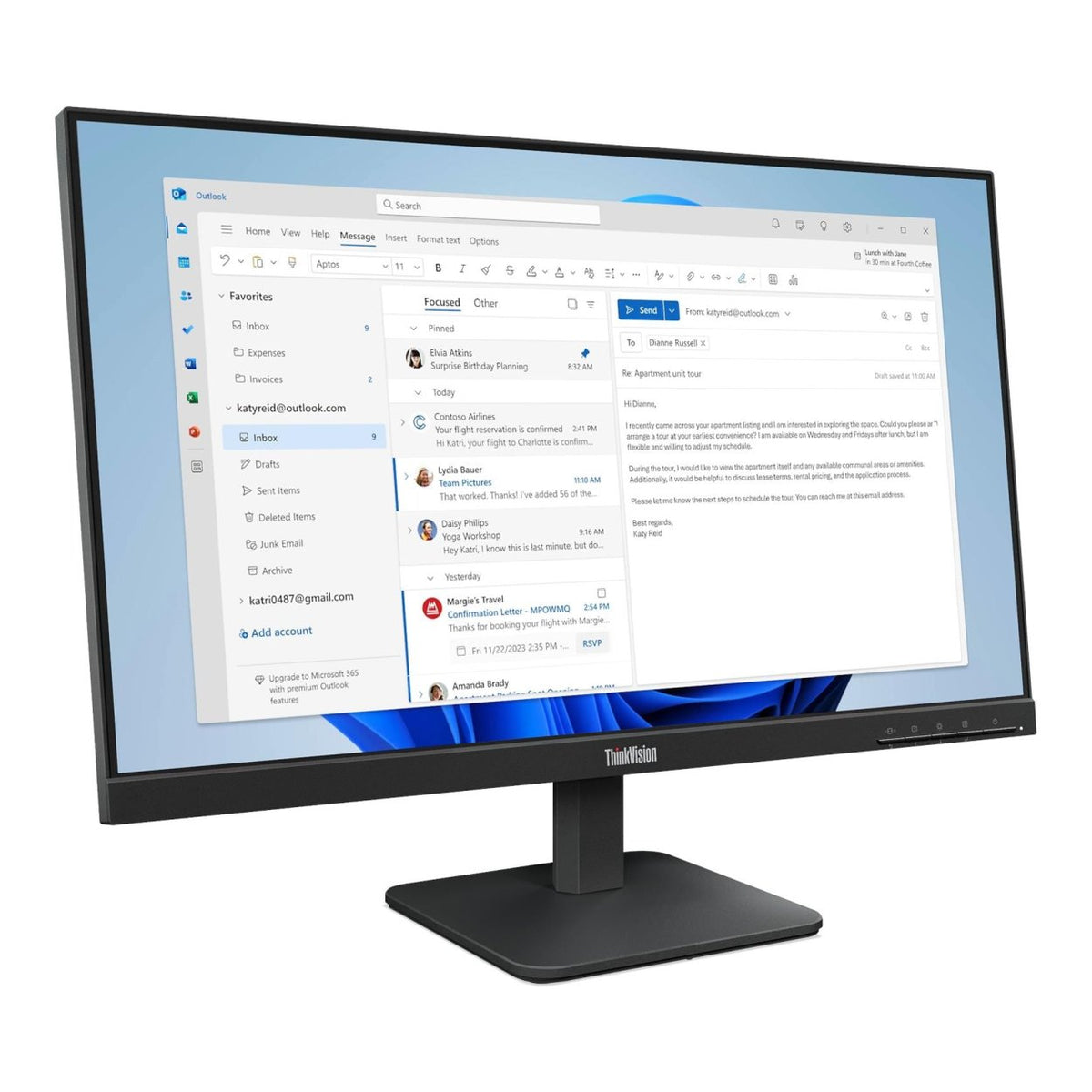 Lenovo ThinkVision S24-4e 23.8-inch 1920 x 1080p FHD 16:9 100Hz 4ms LED IPS Monitor 64B5KAT1SA image 3