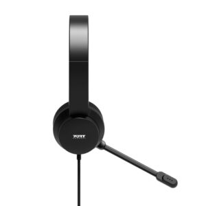 Port Connect USB Headset 1.8m Cable with Mic and Padded/Soft Cushions Black image 2