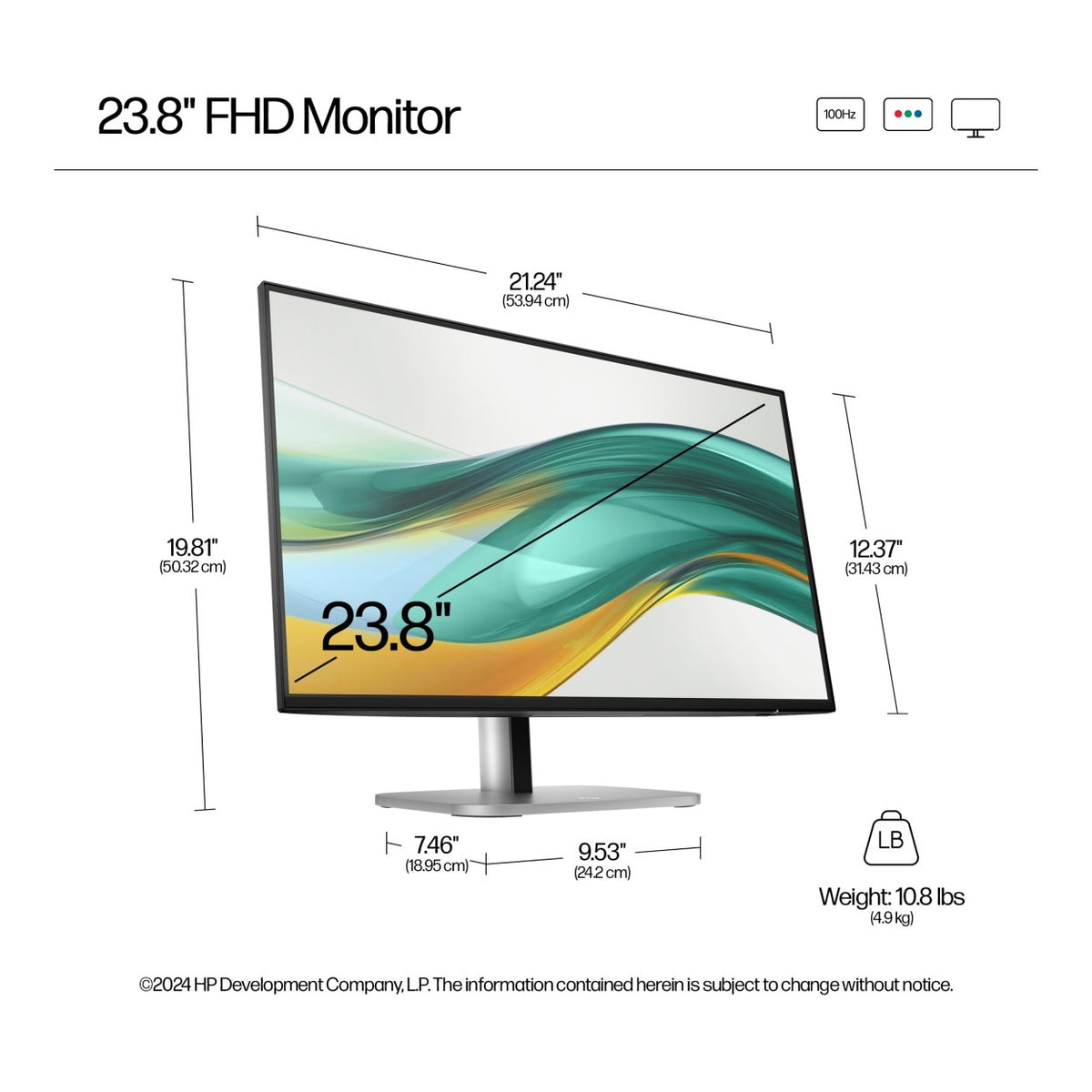 HP Series 5 Pro 524pf 23.8-inch 1920 x 1080p FHD 16:9 100Hz 5ms LED IPS Monitor 9D9L6UT image 9