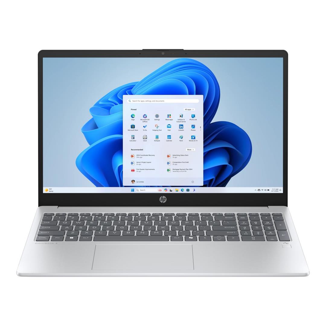 HP OmniBook 3 15-fn0001ni 15.6-inch FHD Next Gen AI Laptop - AMD Ryzen 7 350 512GB SSD 16GB RAM Win 11 Home Glacier Silver