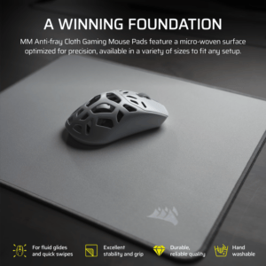 Corsair MM Anti-fray Cloth Medium Gaming Mouse Pad – Gray image 6