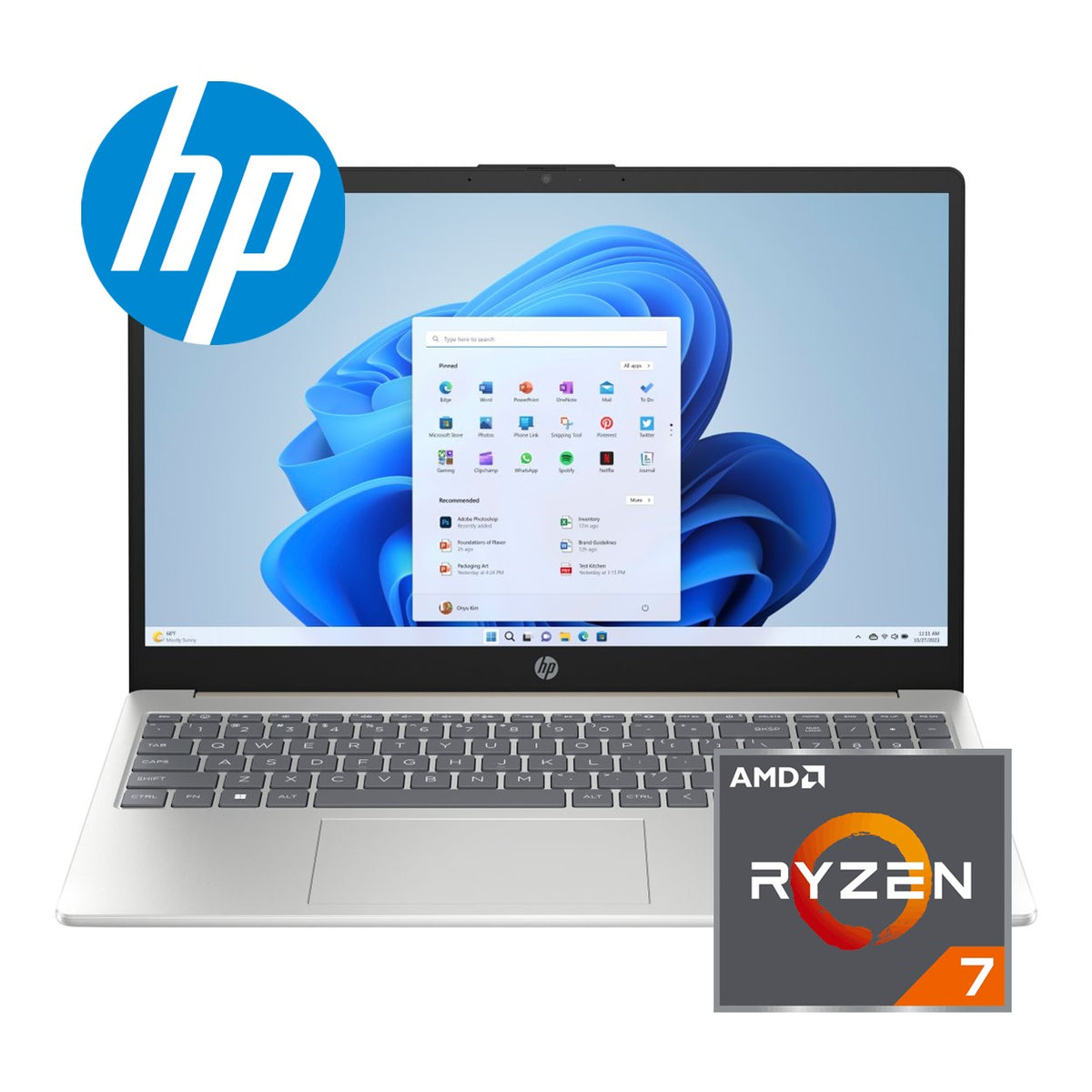 HP 15-fc0045ni 15.6-inch FHD Laptop - AMD Ryzen 7 7730U 512GB SSD 8GB RAM Win 11 Home Warm Gold image 2