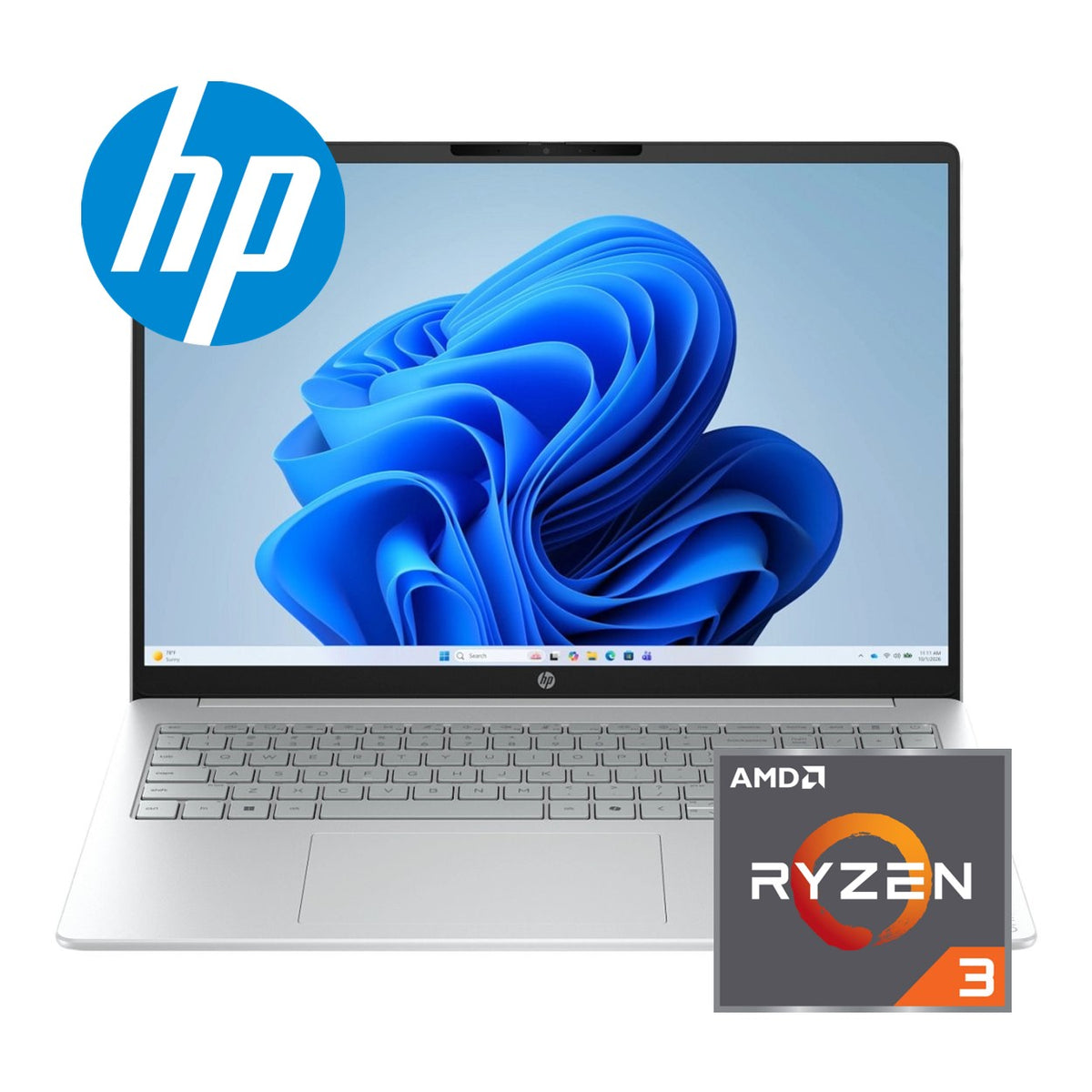 HP OmniBook 3 16-by0020ni 16-inch 2K Laptop - AMD Ryzen 3 30 256GB SSD 8GB RAM Win 11 Home Glacier Silver image 2