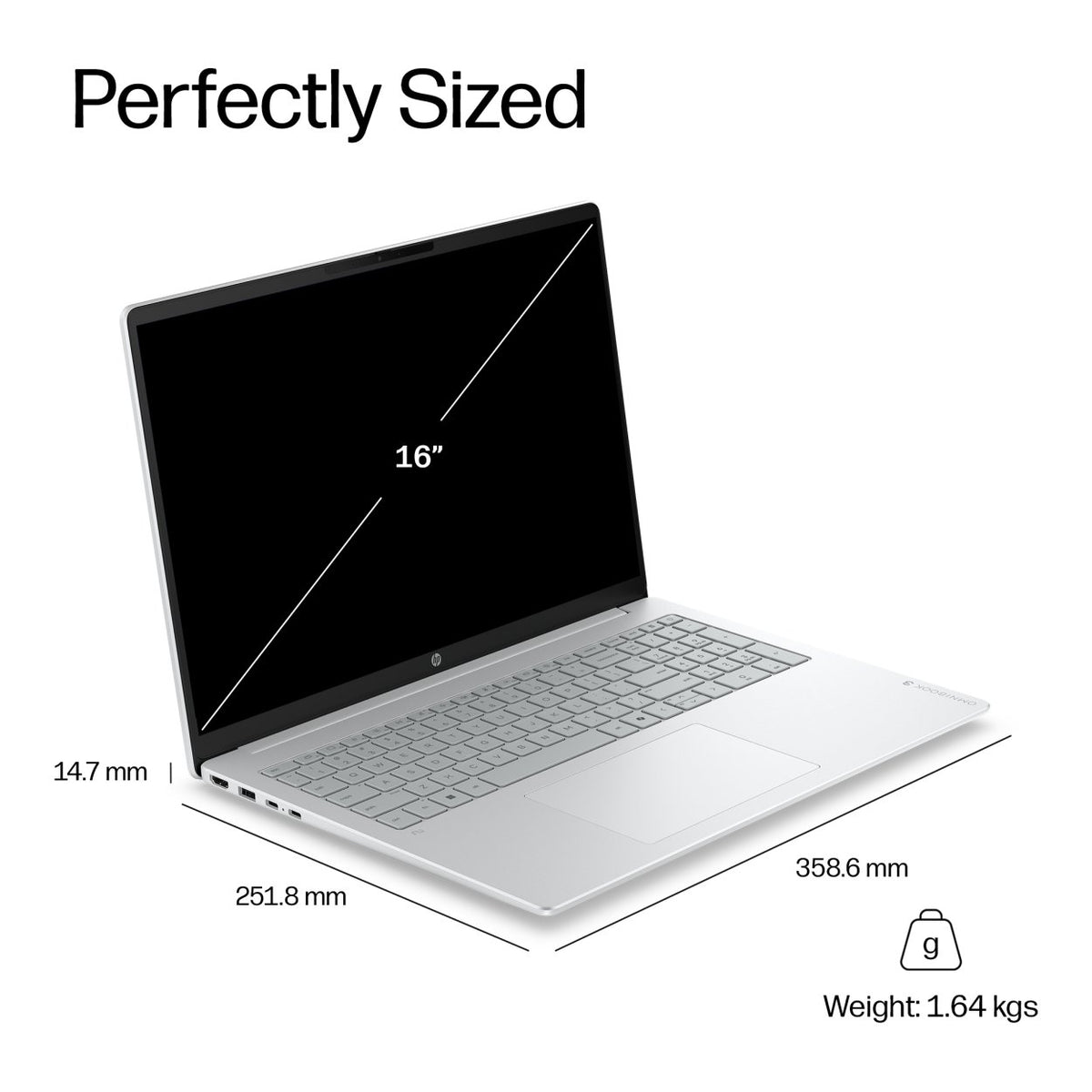 HP OmniBook 3 16-by0020ni 16-inch 2K Laptop - AMD Ryzen 3 30 256GB SSD 8GB RAM Win 11 Home Glacier Silver image 9
