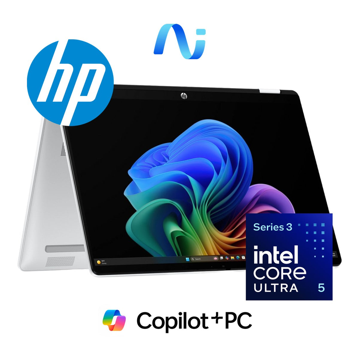 HP OmniBook 5 Flip 14-km0003ni 14-inch 2K Next Gen AI 2-in-1 Laptop - Intel Core Ultra 5 322 512GB SSD 16GB RAM Win 11 Home Glacier Silver image 2