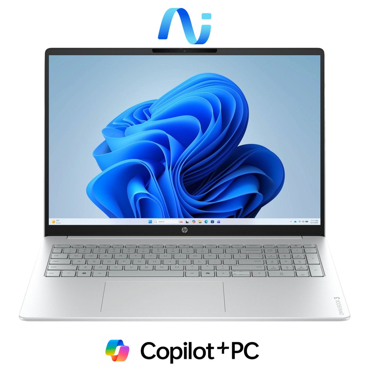 HP OmniBook 3 16-bv0005ni 16-inch 2K Next Gen AI Laptop - AMD Ryzen 7 445 512GB SSD 16GB RAM Win 11 Home Glacier Silver image 3