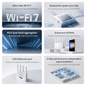 Xiaomi BE3600 Wireless Dual-Band Wi-Fi 7 Router with 2.5Gb Ethernet – White image 3