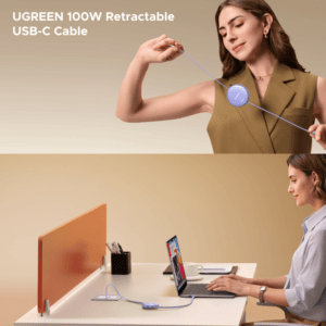 UGREEN 100W Fast Charging Retractable USB Type-C Cable 1M - Purple image 4