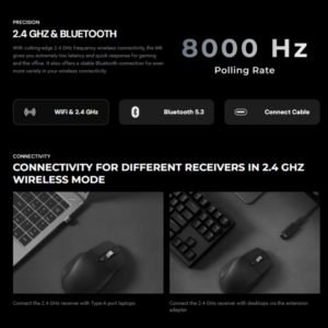 Keychron M6S-B72 1K Wireless Mouse (BT/2.4GHz/Wired) - Black image 8