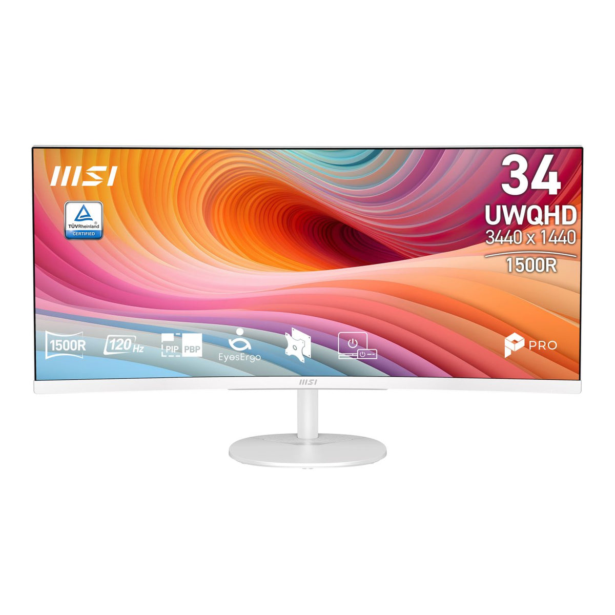 MSI Pro MP341CQW E12 34-inch 3440 x 1440p UWQHD 21:9 120Hz 1ms LED VA Productivity Curved Monitor image 2