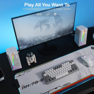 Redragon GS20W ANVIL 3W 2.0 RGB Stereo Desktop PC Speakers - White image 7