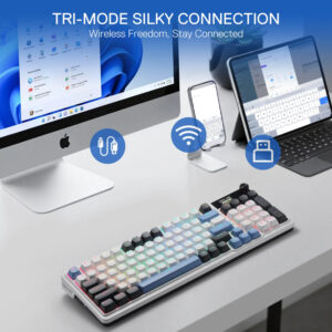 Redragon K719WGB GALATIN RGB PRO Full sized Wireless Gaming Keyboard - White image 2