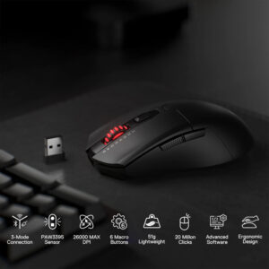 Redragon FYZU M995 PRO Wireless Gaming Mouse - Black image 4