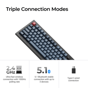 Keychron V3 Max QMK/VIA 80% Wireless Custom Mechanical Keyboard (Brown Switch) – Carbon Black image 3